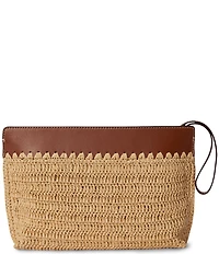 Lauren Ralph Lauren Straw Top Zip Pouch