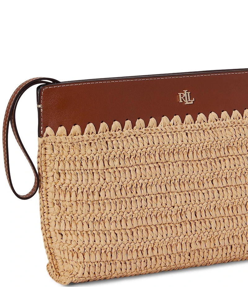 Lauren Ralph Lauren Straw Top Zip Pouch