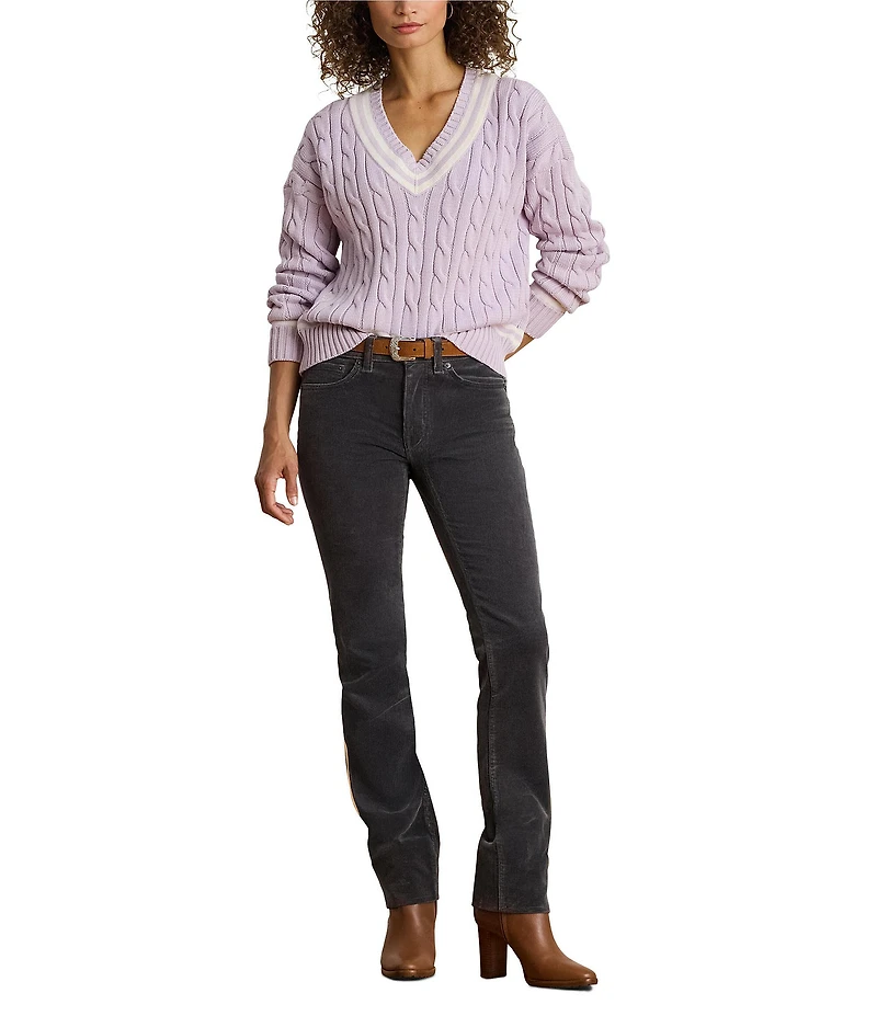 Lauren Ralph Lauren Stretch Corduroy Mid Rise Straight Leg Pants