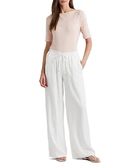 Lauren Ralph Lauren Stretch Cotton Blend Boat Neck Short Rolled Sleeve Shirt