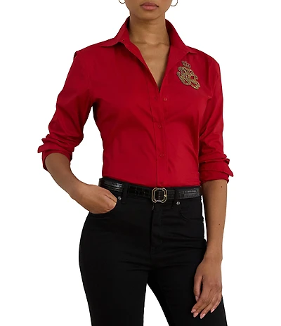 Lauren Ralph Lauren Stretch Cotton-Blend Button Down Shirt