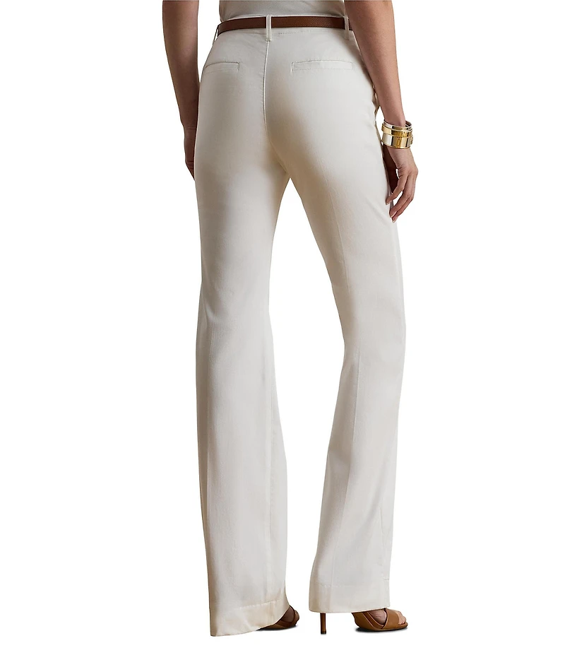 Lauren Ralph Lauren Stretch Cotton Chino High Rise Flare Leg Pants