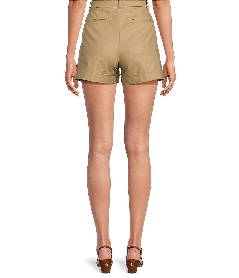 Lauren Ralph Lauren Stretch Cotton High Rise Pleated Shorts