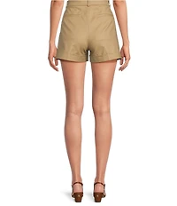 Lauren Ralph Lauren Stretch Cotton High Rise Pleated Shorts