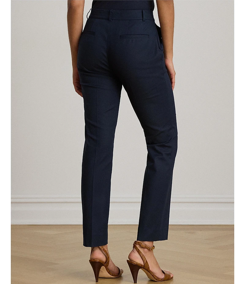 Lauren Ralph Lauren Stretch Cotton High Rise Straight Leg Ankle Pants