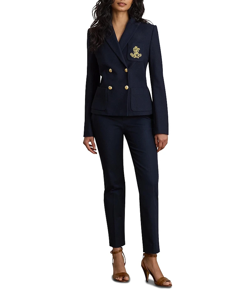 Lauren Ralph Lauren Stretch Cotton High Rise Straight Leg Ankle Pants