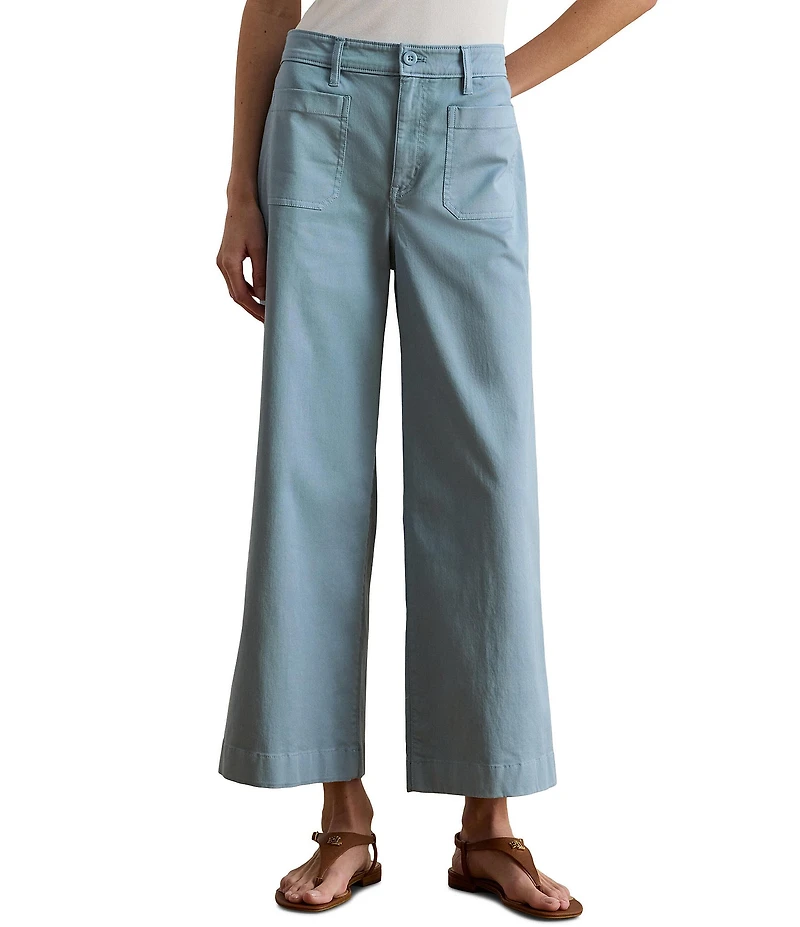 Lauren Ralph Lauren Stretch Cotton High Rise Wide Leg Cropped Pants
