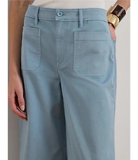 Lauren Ralph Lauren Stretch Cotton High Rise Wide Leg Cropped Pants