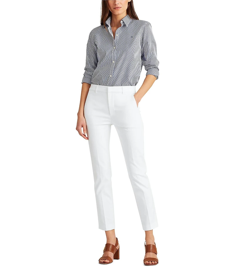 Lauren Ralph Lauren Stretch-Cotton Mid-Rise Skinny Leg Ankle Length Pants