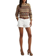 Lauren Ralph Lauren Stretch Cotton Pleated Double Faced Shorts