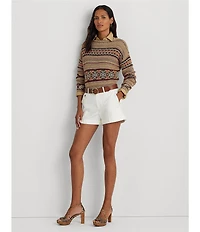 Lauren Ralph Lauren Stretch Cotton Pleated Double Faced Shorts