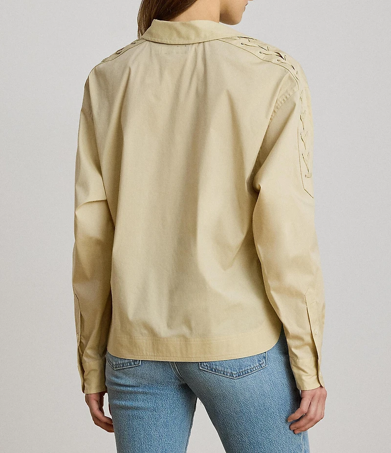 Lauren Ralph Lauren Stretch Cotton Spread Collar Long Sleeve Shirt