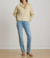 Lauren Ralph Lauren Stretch Cotton Spread Collar Long Sleeve Shirt