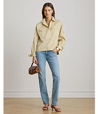 Lauren Ralph Lauren Stretch Cotton Spread Collar Long Sleeve Shirt