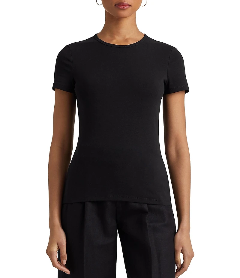 Lauren Ralph Lauren Short Sleeve Round Neck Stretch Cotton T-Shirt
