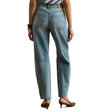 Lauren Ralph Lauren Stretch Denim High Rise Barrel Leg Ankle Length Jeans