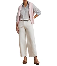 Lauren Ralph Lauren Stretch Denim High Rise Wide Leg Cropped Jeans
