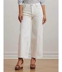 Lauren Ralph Lauren Stretch Denim High Rise Wide Leg Cropped Jeans