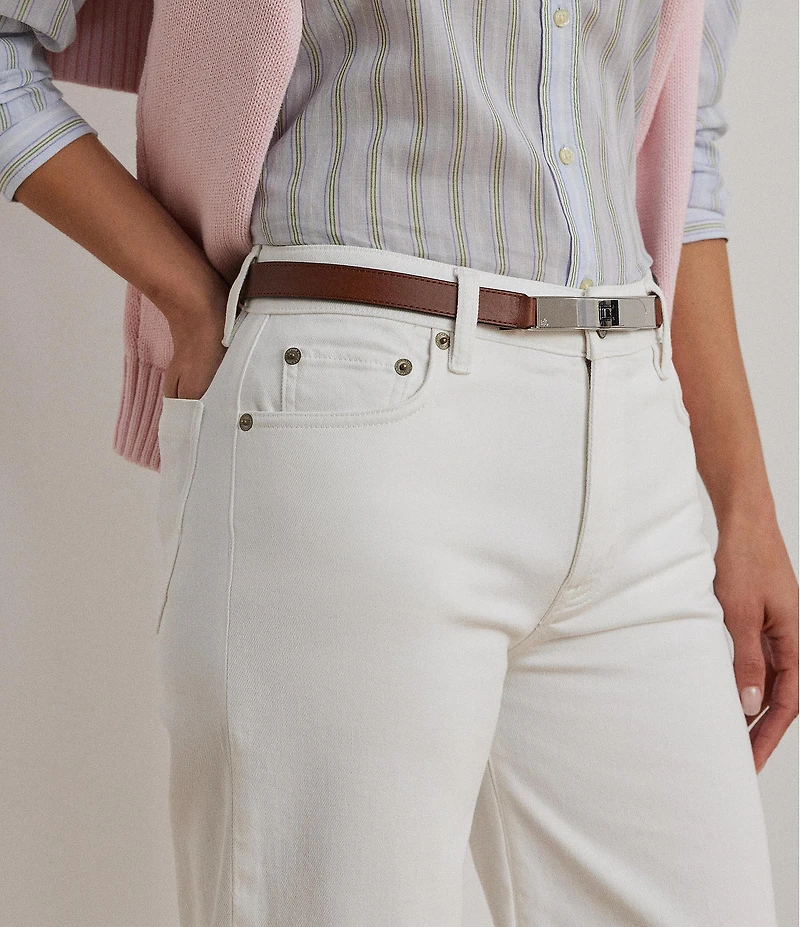 Lauren Ralph Lauren Stretch Denim High Rise Wide Leg Cropped Jeans