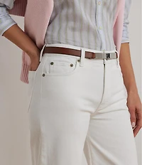 Lauren Ralph Lauren Stretch Denim High Rise Wide Leg Cropped Jeans