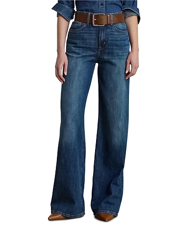 Lauren Ralph Lauren Stretch Denim High Rise Wide Leg Jeans