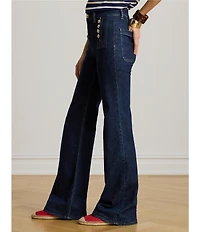 Lauren Ralph Lauren Stretch Denim High Rise Wide Leg Sailor Jeans