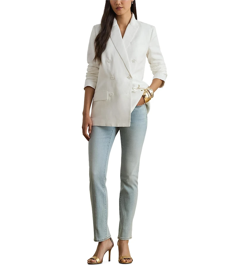 Lauren Ralph Lauren Stretch Denim Mid Rise Straight Leg Ankle Jeans