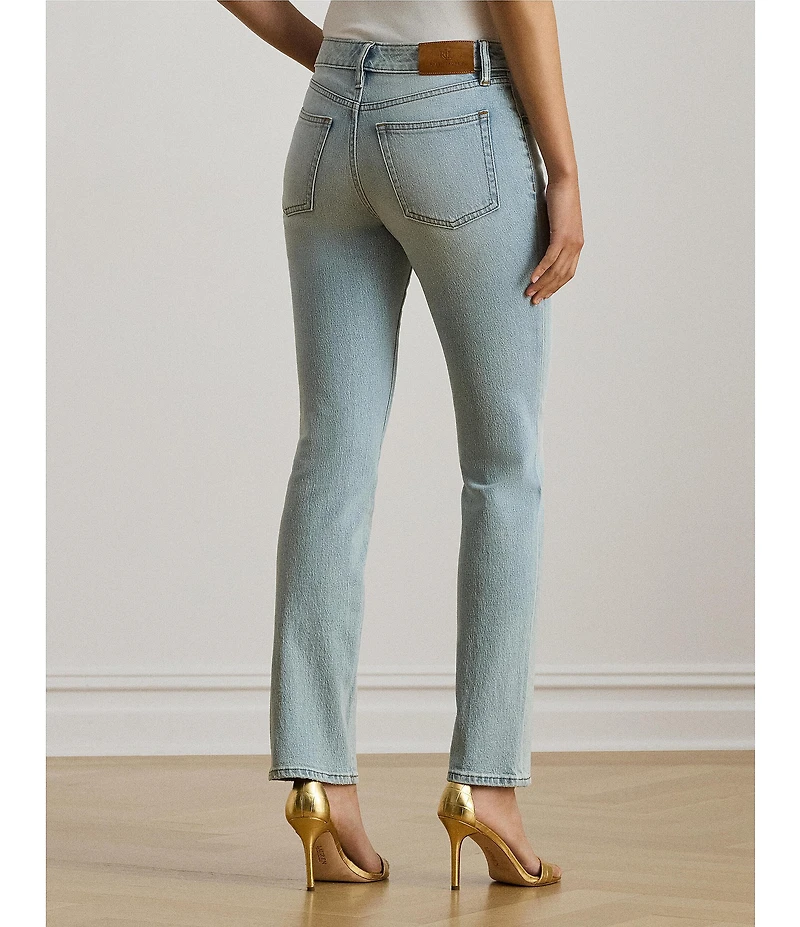 Lauren Ralph Lauren Stretch Denim Mid Rise Straight Leg Ankle Jeans