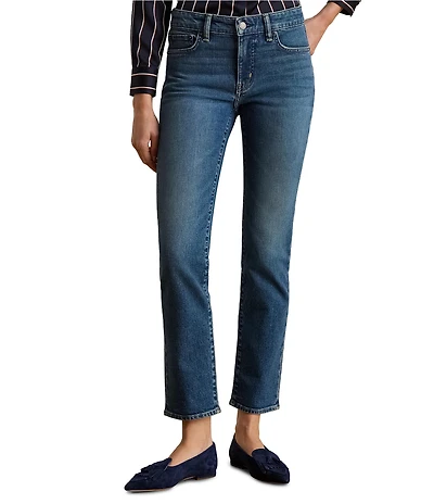 Lauren Ralph Lauren Stretch Denim Mid Rise Straight Leg Ankle Length Jeans