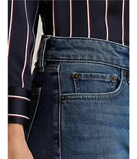 Lauren Ralph Lauren Stretch Denim Mid Rise Straight Leg Ankle Length Jeans