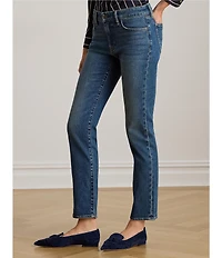 Lauren Ralph Lauren Stretch Denim Mid Rise Straight Leg Ankle Length Jeans