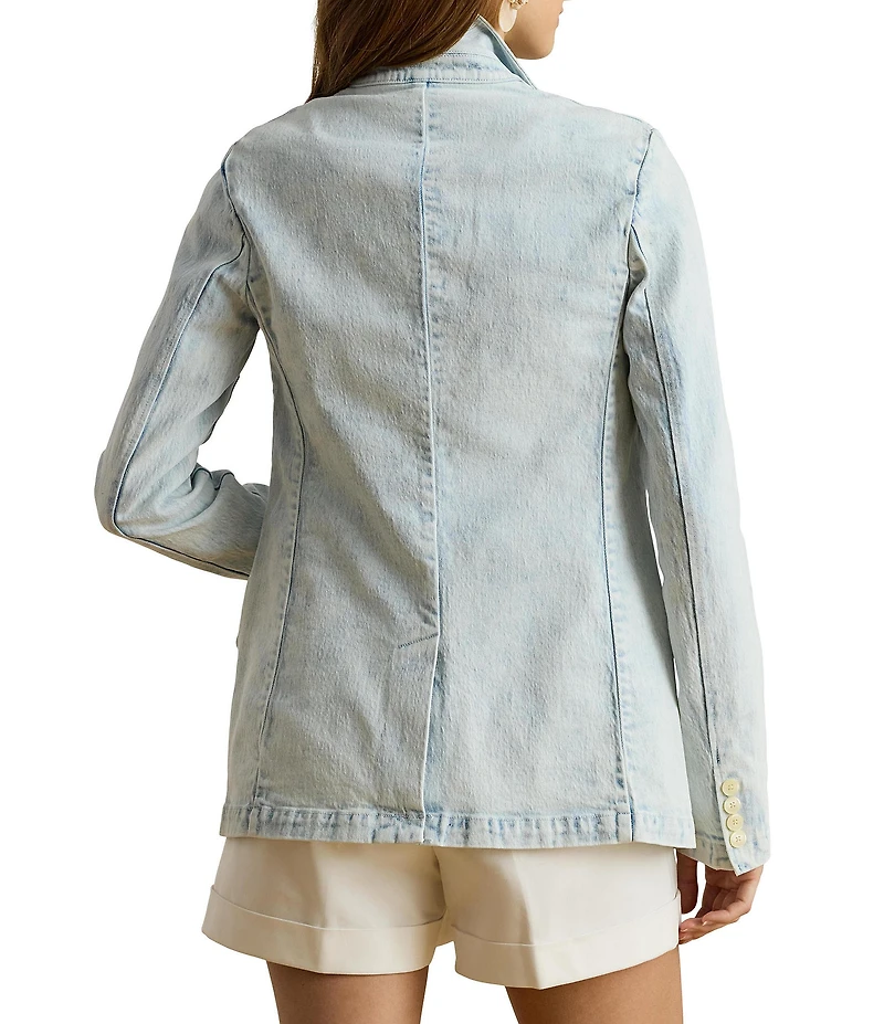 Lauren Ralph Lauren Stretch Denim Notch Lapel Long Sleeve Sport Blazer