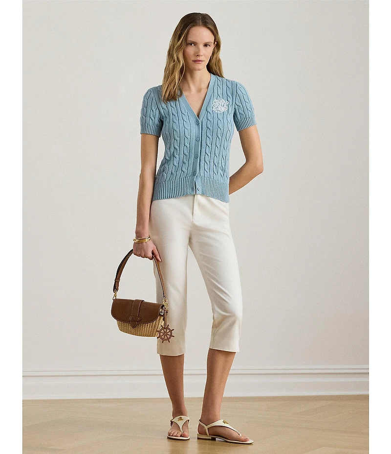 Lauren Ralph Lauren Stretch Double-Faced Stretch Cotton Straight Leg Cropped Pants