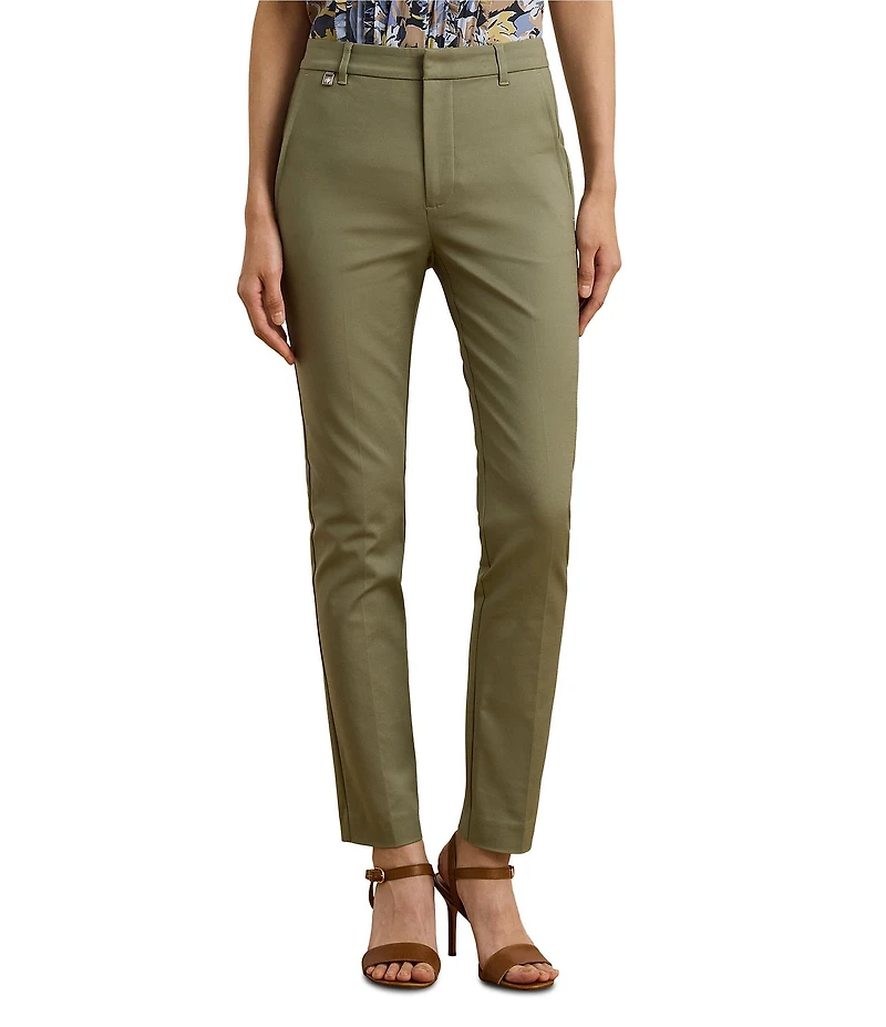 Lauren Ralph Lauren Stretch Flat Front Mid Rise Straight Ankle Pants
