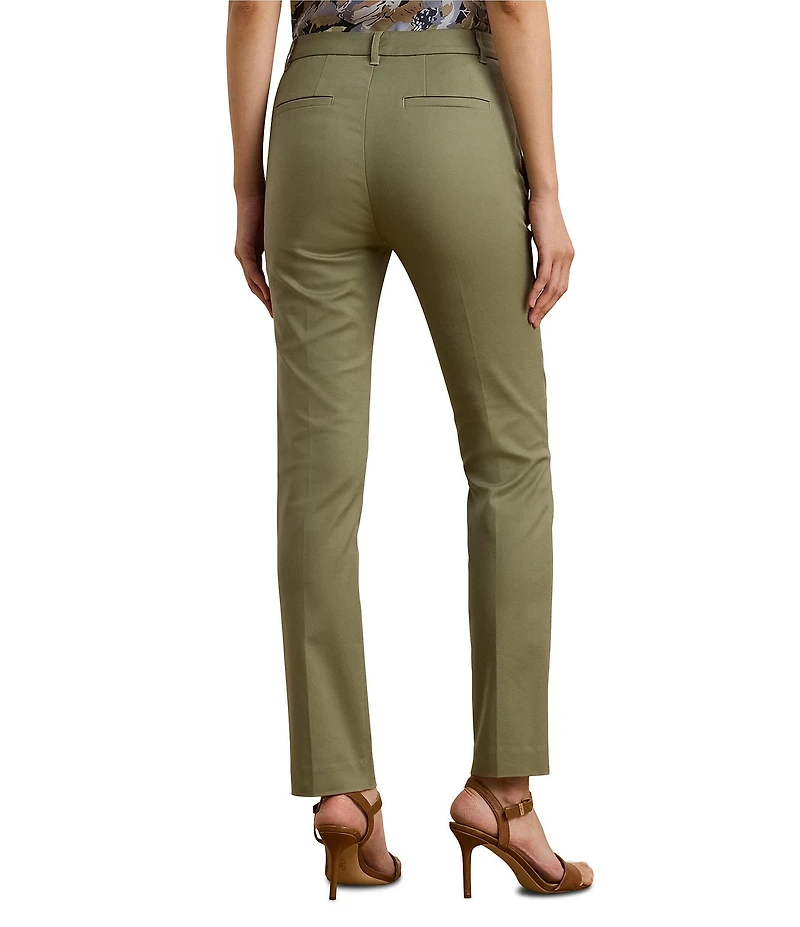 Lauren Ralph Lauren Stretch Flat Front Mid Rise Straight Ankle Pants