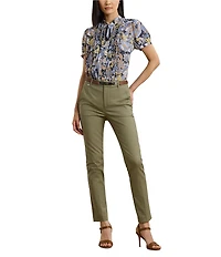 Lauren Ralph Lauren Stretch Flat Front Mid Rise Straight Ankle Pants