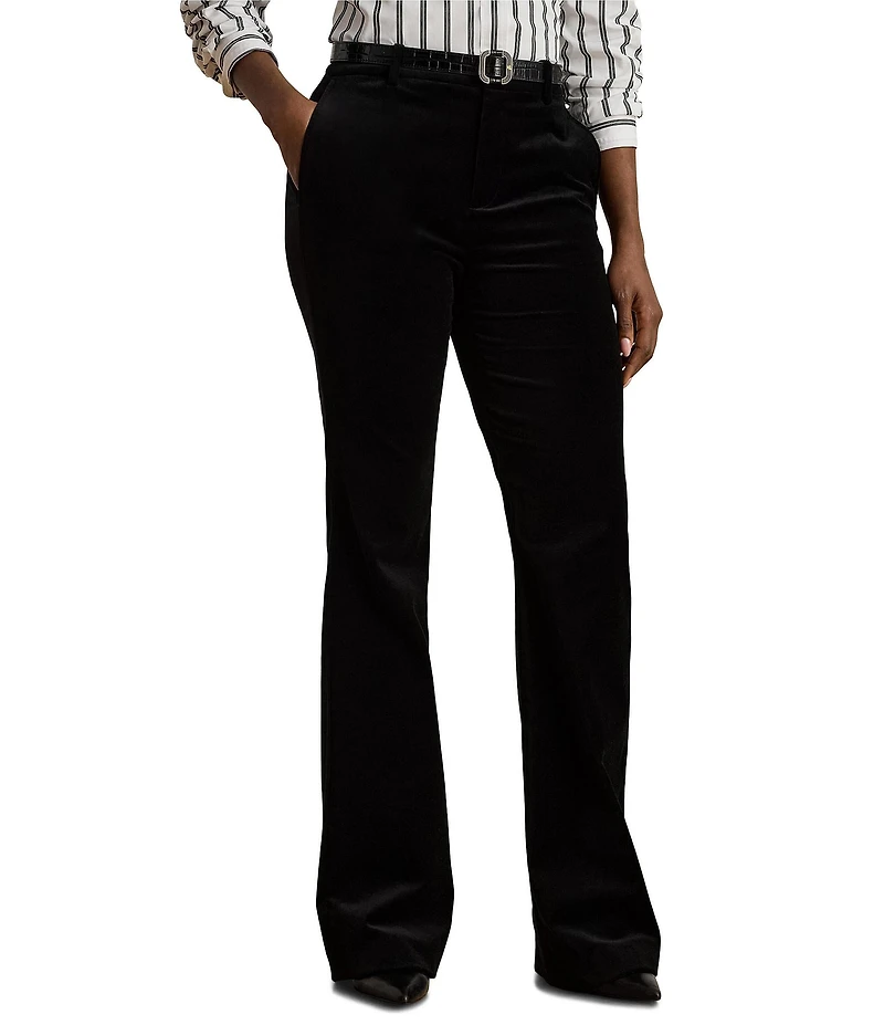 Lauren Ralph Lauren Stretch Infused Velvet High Rise Flare Leg Pants