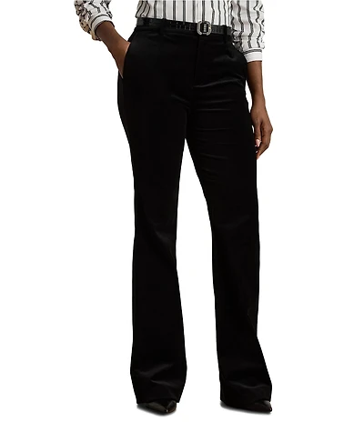 Lauren Ralph Lauren Stretch Infused Velvet High Rise Flare Leg Pants