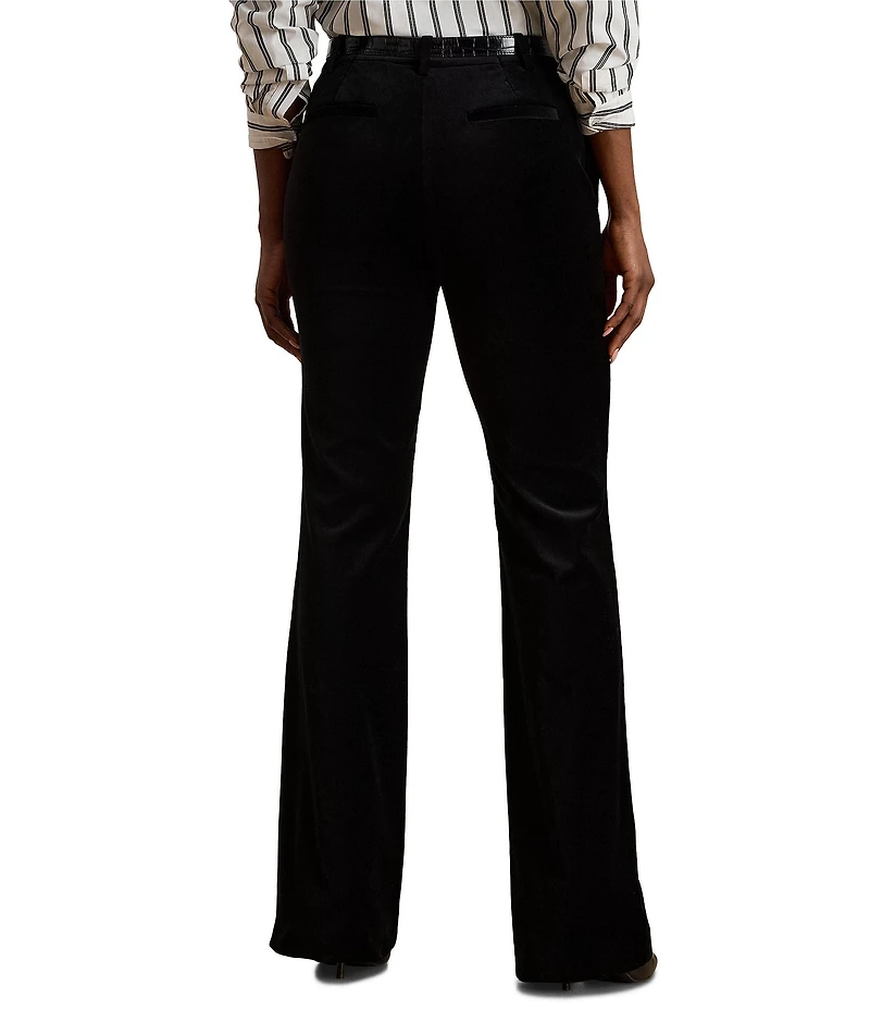 Lauren Ralph Lauren Stretch Infused Velvet High Rise Flare Leg Pants