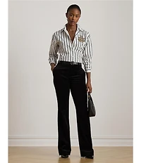 Lauren Ralph Lauren Stretch Infused Velvet High Rise Flare Leg Pants