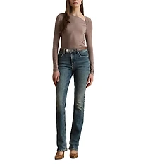Lauren Ralph Lauren Stretch Jersey Asymmetrical Neck Long Sleeve Top