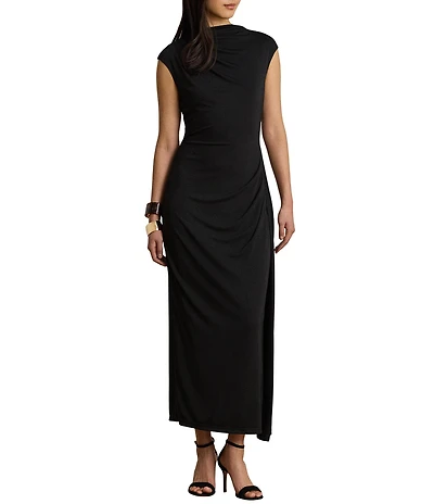 Lauren Ralph Lauren Stretch Jersey Knit Boat Neck Cap Sleeve Sheath Dress