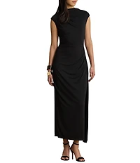 Lauren Ralph Lauren Stretch Jersey Knit Boat Neck Cap Sleeve Sheath Dress