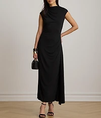 Lauren Ralph Lauren Stretch Jersey Knit Boat Neck Cap Sleeve Sheath Dress