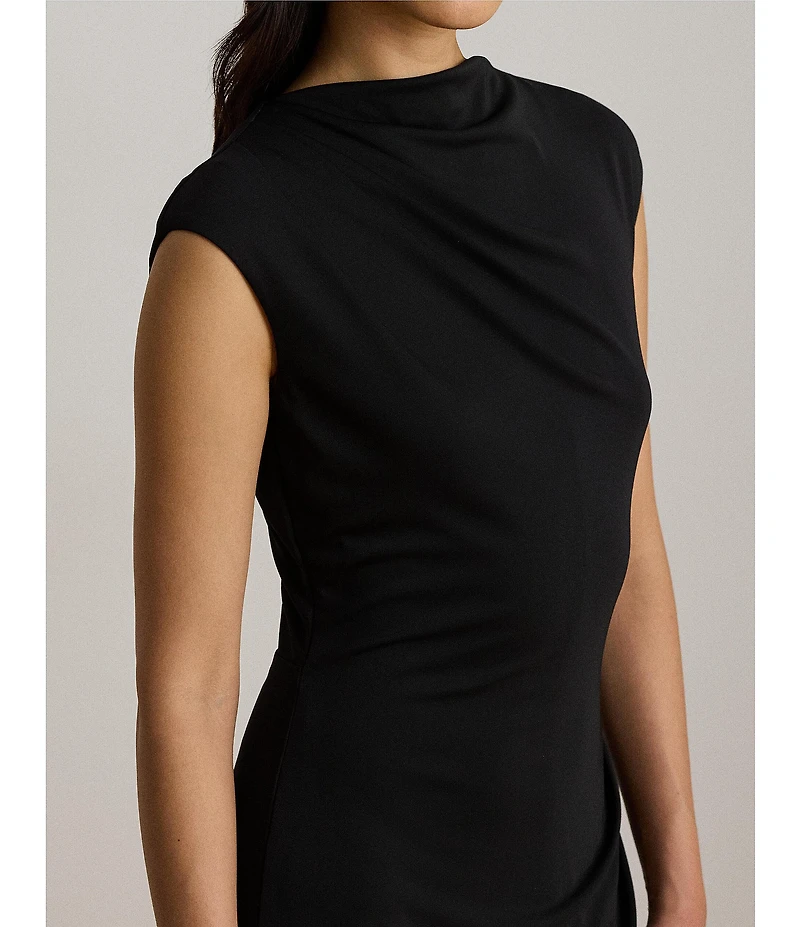 Lauren Ralph Lauren Stretch Jersey Knit Boat Neck Cap Sleeve Sheath Dress