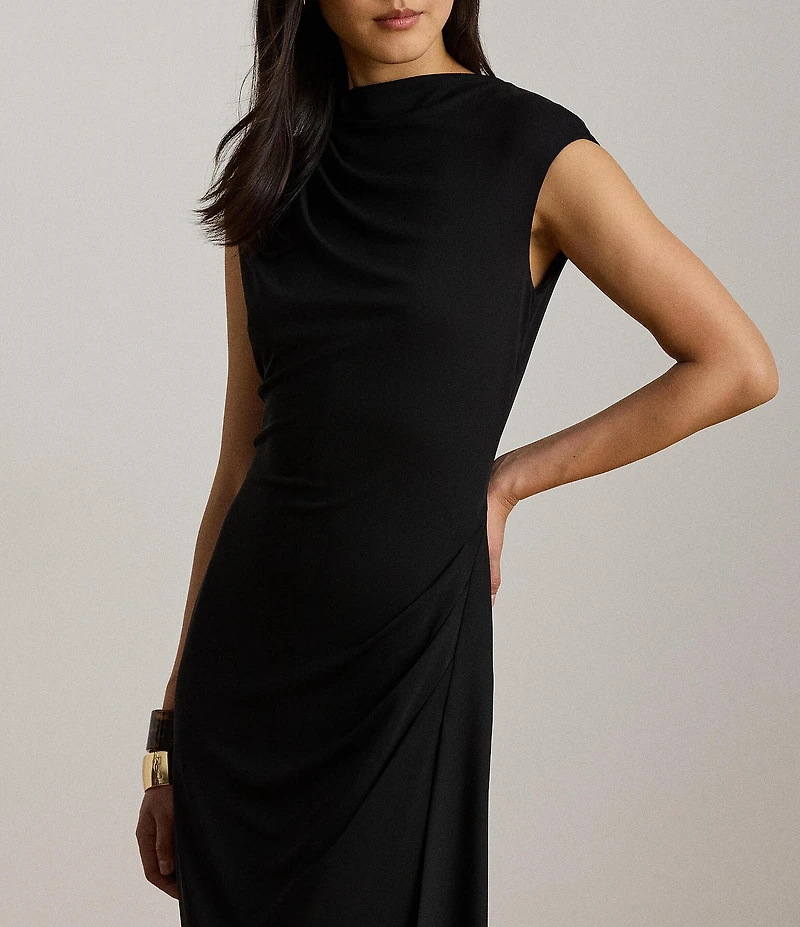 Lauren Ralph Lauren Stretch Jersey Knit Boat Neck Cap Sleeve Sheath Dress