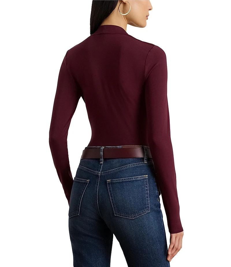 Lauren Ralph Lauren Stretch Jersey Knit Square Neck Long Sleeve Top