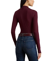 Lauren Ralph Lauren Stretch Jersey Knit Square Neck Long Sleeve Top