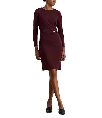 Lauren Ralph Lauren Stretch Jersey Round Neck 3/4 Sleeve Sheath Dress