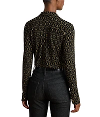 Lauren Ralph Lauren Stretch Jersey Spread Collar Long Sleeve Button Down Shirt